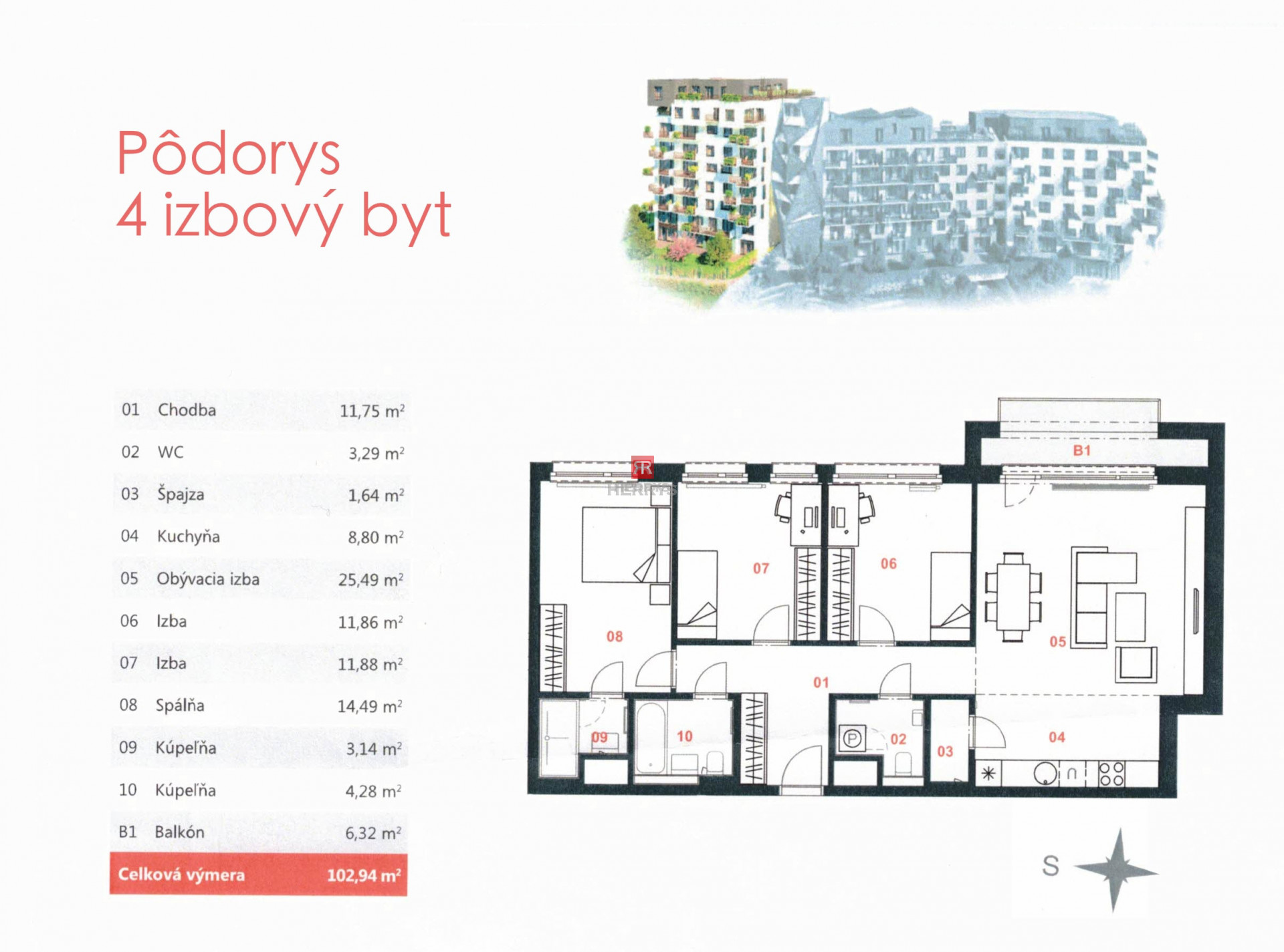 HERRYS - exkluzívne na prenájom nový 4 izbový byt s 2 parkovacími miestami v Dúbravke
