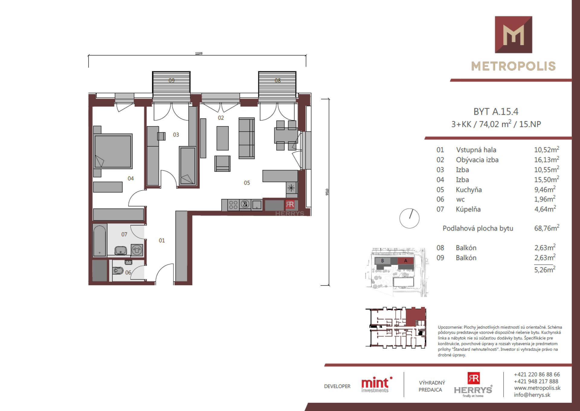 HERRYS - Na predaj exkluzívny 3-izbový byt v projekte METROPOLIS – takto môže vyzerať aj váš nový domov!