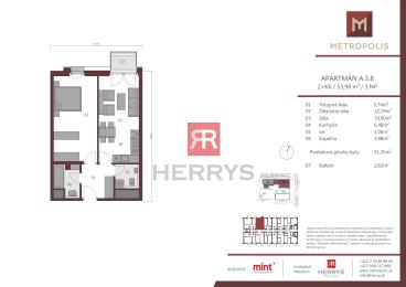 HERRYS - Na predaj úplne nový, dosiaľ neobývaný 2-izbový apartmán v projekte METROPOLIS&nbsp;