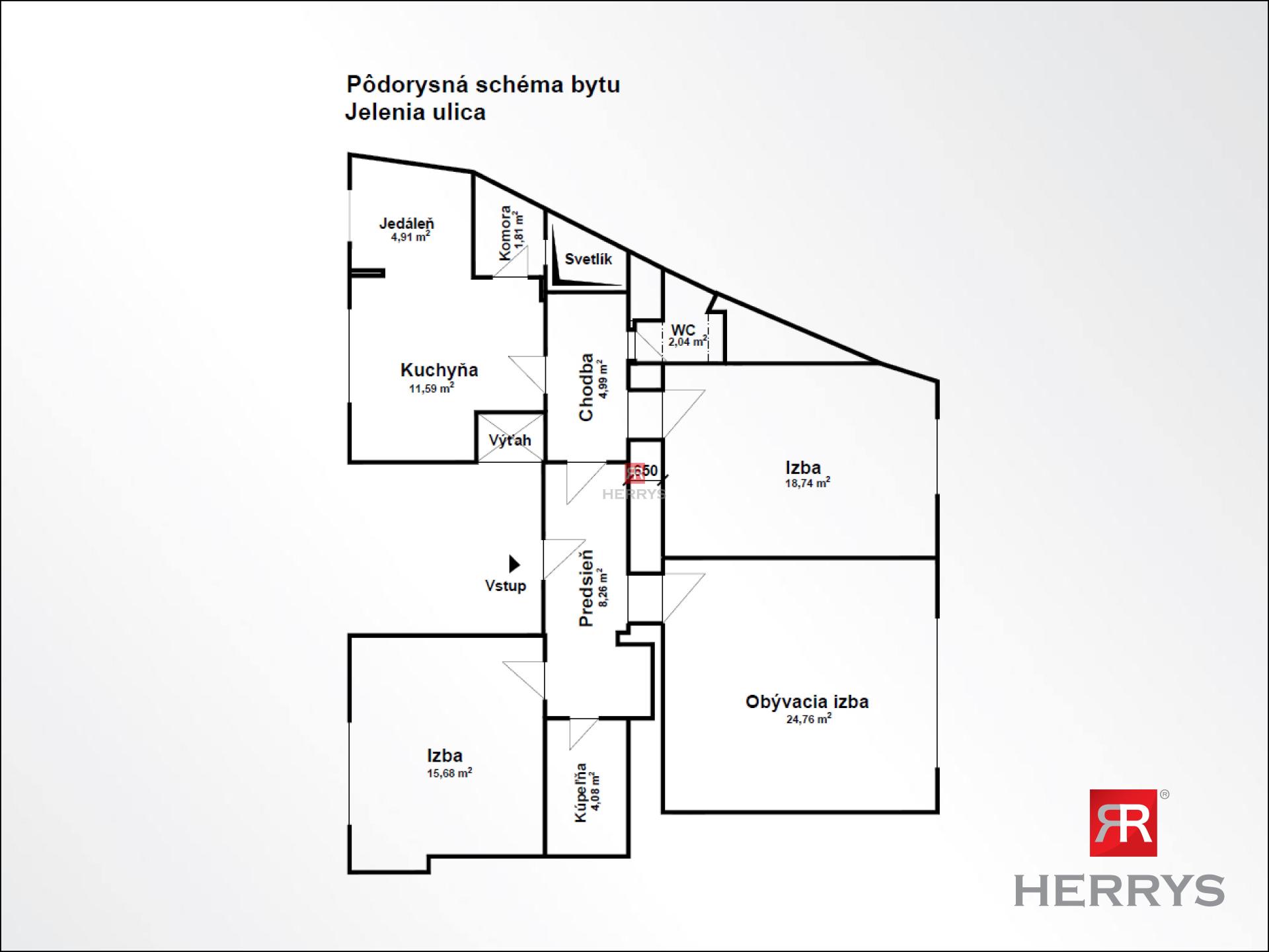 HERRYS - Na predaj priestranný 3-izbový byt v Starom meste s možnosťou prerobenia na 4-izbový