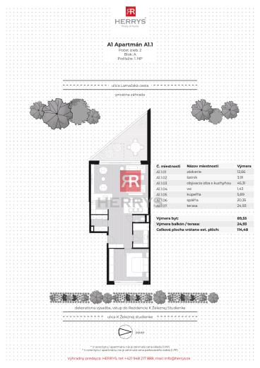 HERRYS – Na predaj priestranný 2-izbový apartmán v prémiovom štandarde, projekt K Železnej studienke