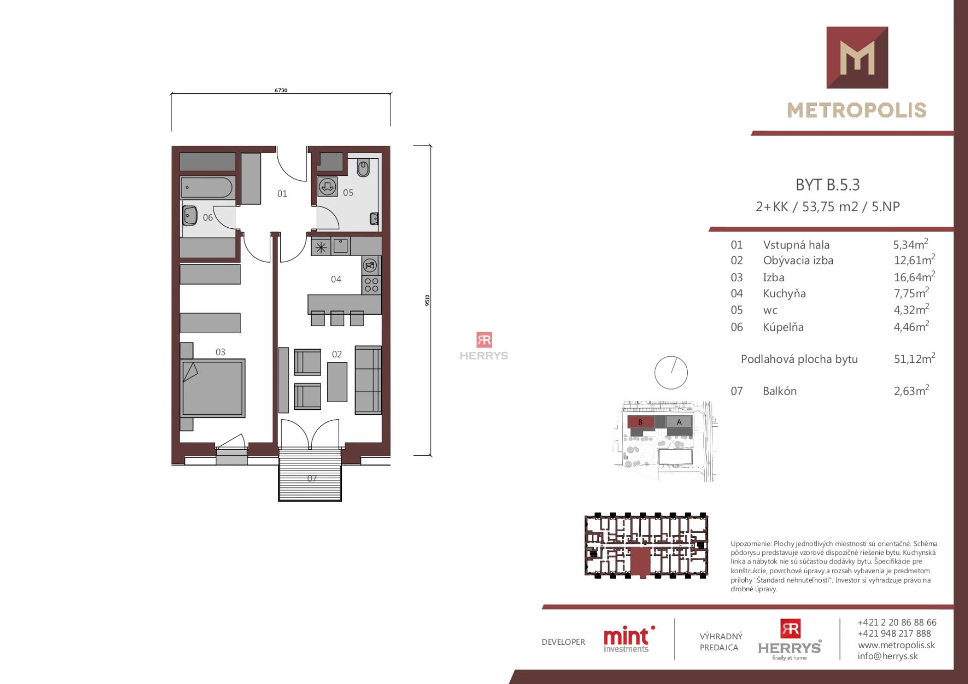 HERRYS – Na prenájom dizajnový 2-izbový byt s parkovaním v projekte Metropolis