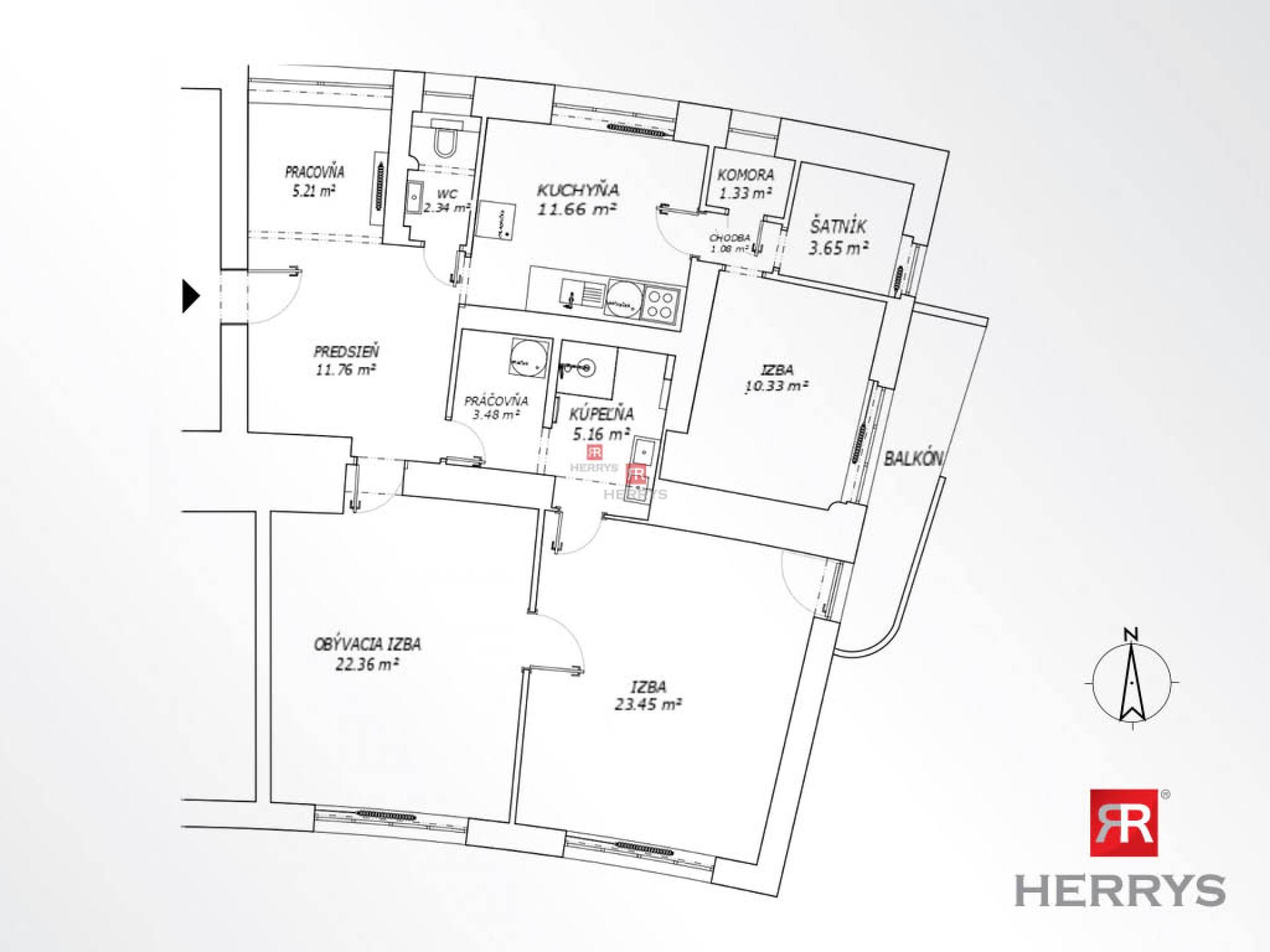 HERRYS - For sale spacious 3-room apartment with the possibility of converting into a 4-room apartment