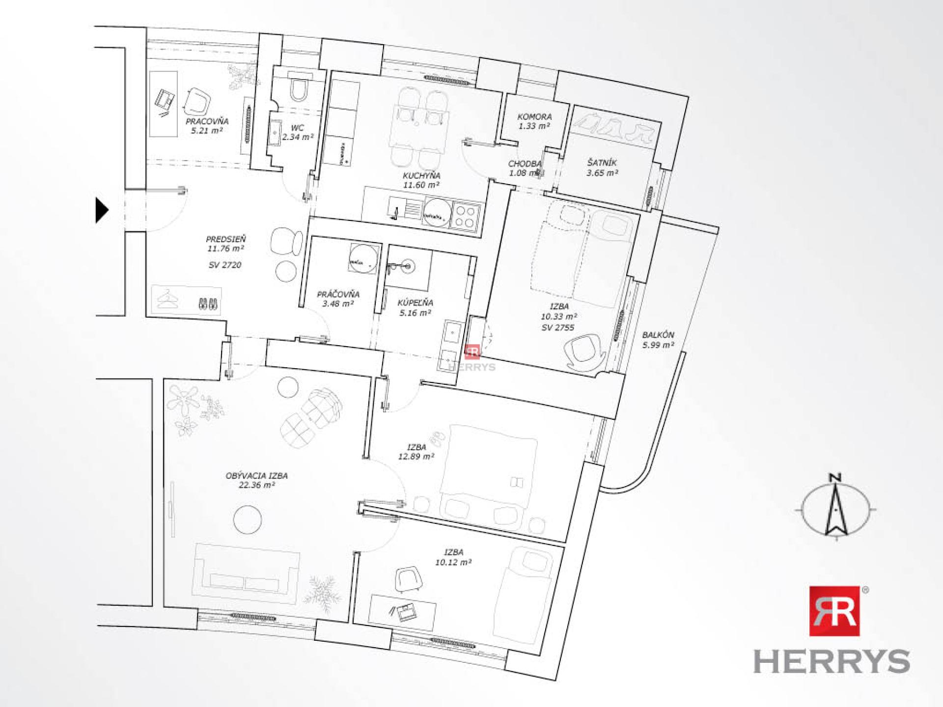 HERRYS - For sale spacious 3-room apartment with the possibility of converting into a 4-room apartment