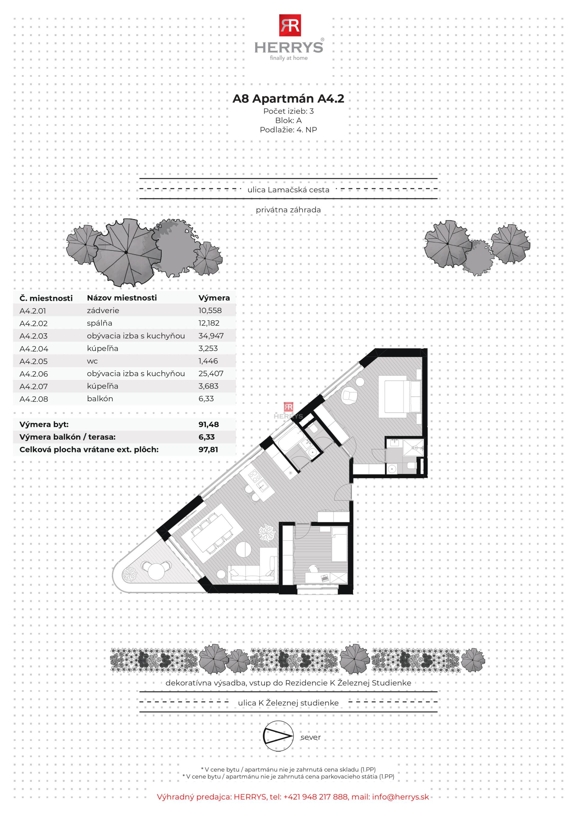 HERRYS – Na predaj priestranný 3-izbový apartmán v prémiovom štandarde, projekt K Železnej studienke