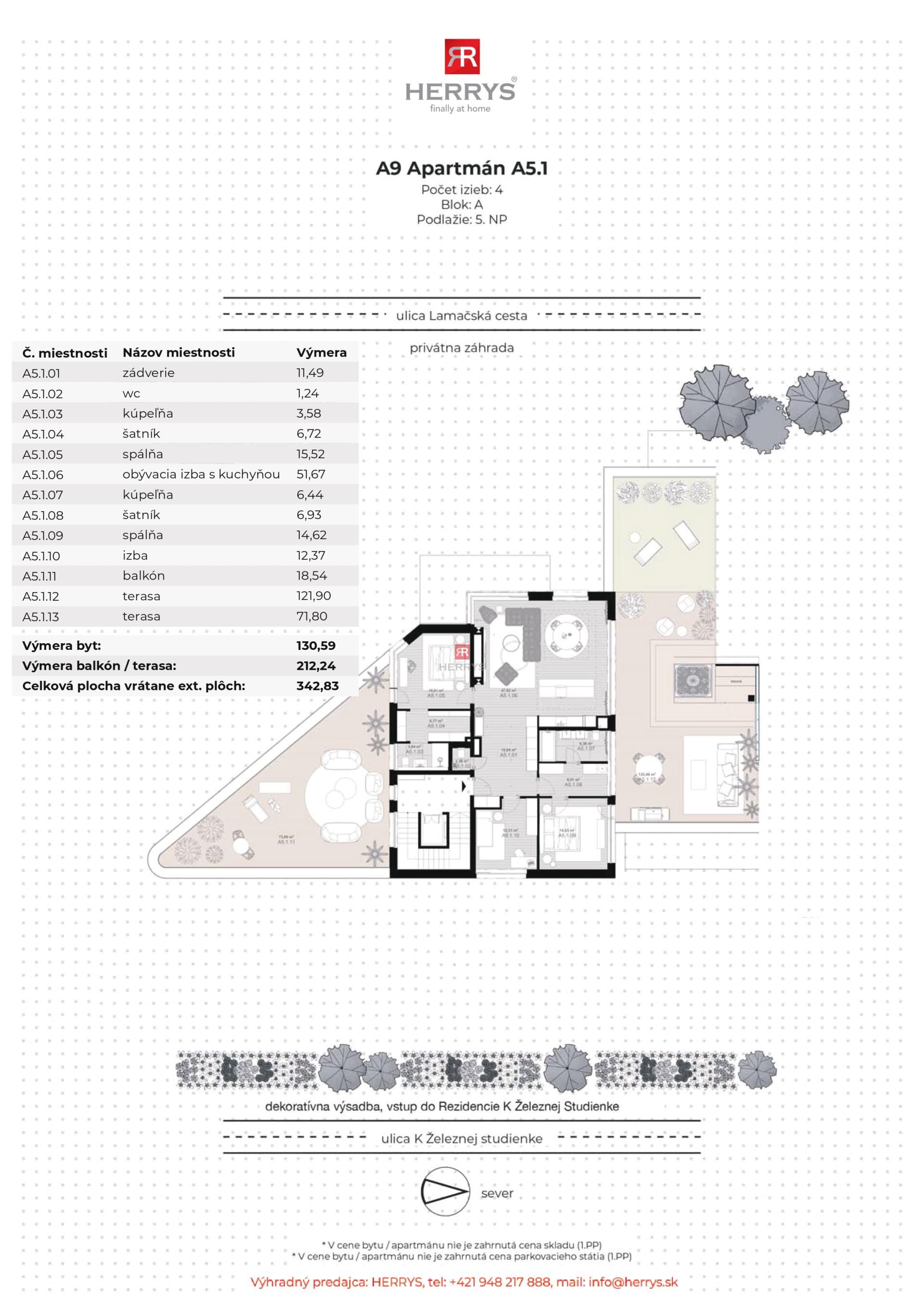 HERRYS – Na predaj exkluzívny 4-izbový penthouse s terasou v projekte K Železnej studienke