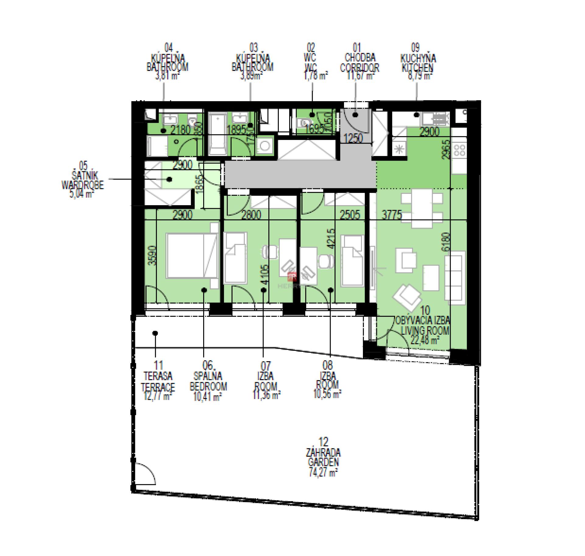 HERRYS - Na prenájom krásny 4-izbový byt s terasou a predzáhradkou v komplexe Slnečnice - Viladomy.