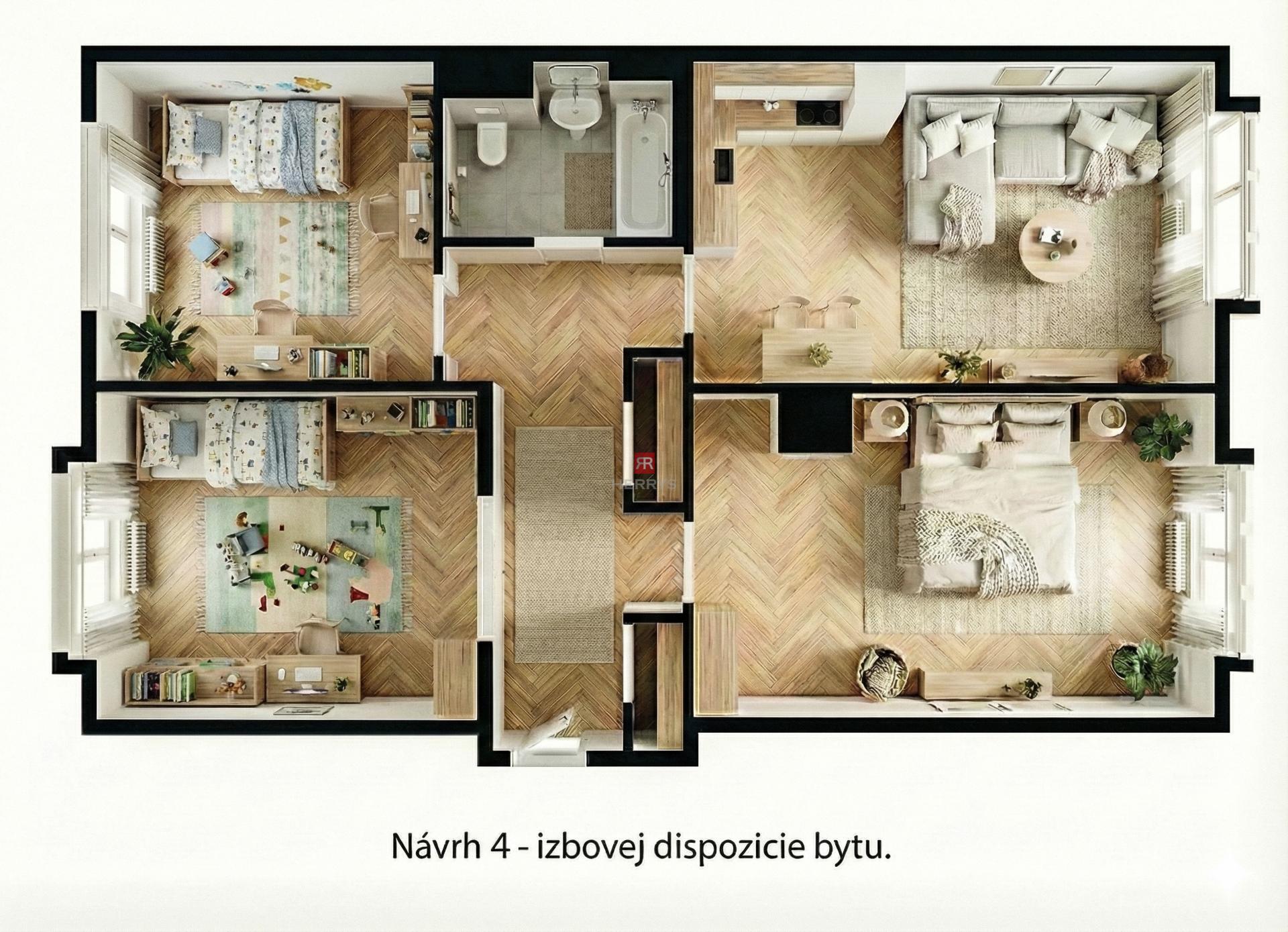 HERRYS - Na predaj pekný 3 izbový byt, s možnosťou prerobiť na 4i, Bratislava III, Americká ul.