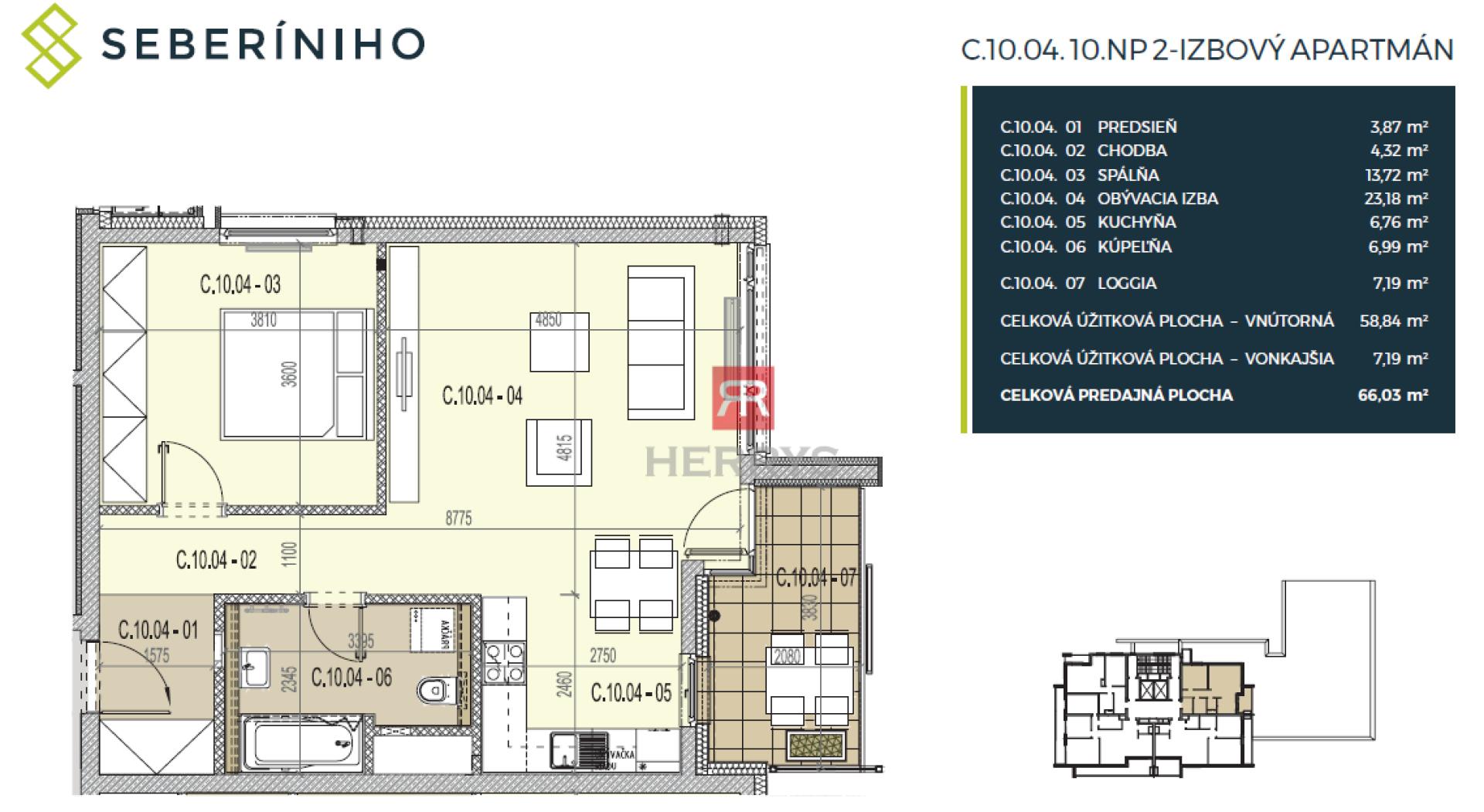 HERRYS - Na prenájom svetlý 2-izbový byt v&nbsp;novostavbe SEBERINIHO na Seberiniho ulici v&nbsp;BA - Ružinov.