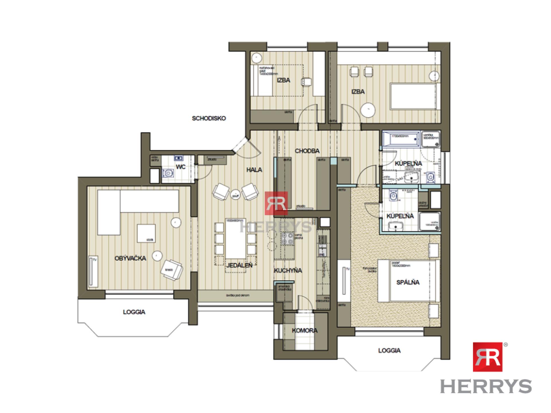 HERRYS - For rent partially furnished 4-room apartment, quiet location Magurská street, 2x parking