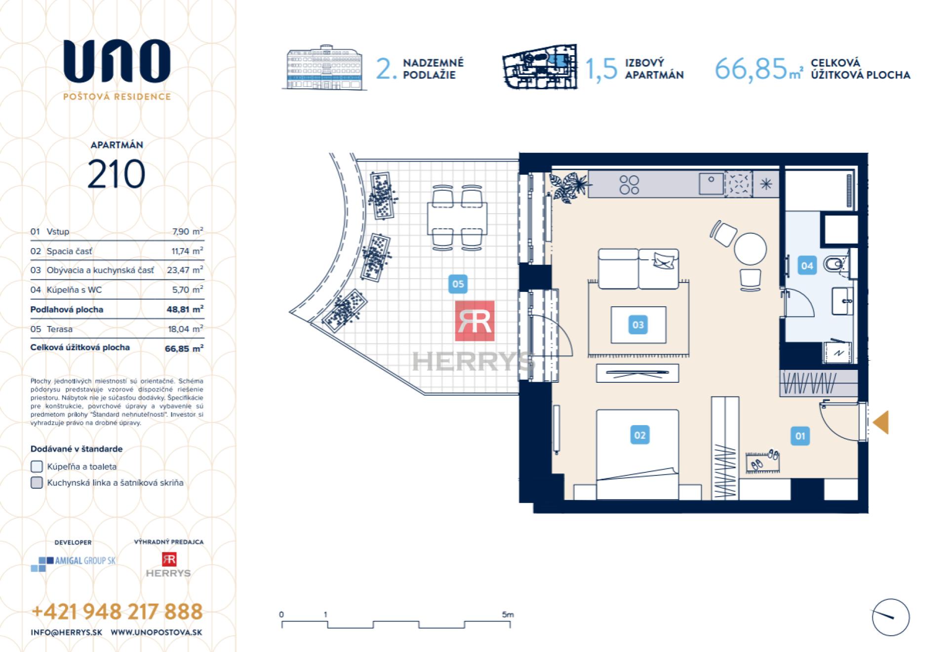 HERRYS – Na predaj 1,5-izbový apartmán v historickom centre Starého Mesta v projekte UNO Poštová Residence