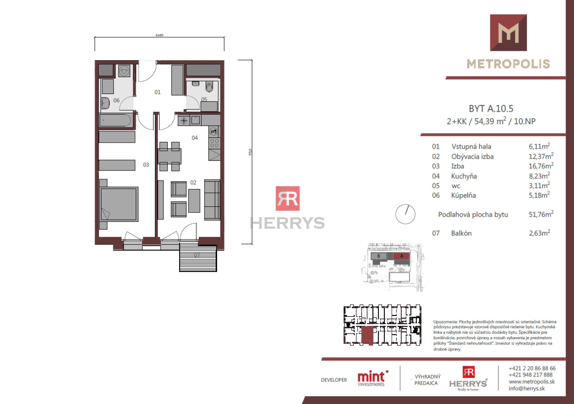 HERRYS - Na predaj 2-izbový byt vo vysokom štandarde v ocenenom projekte Metropolis&nbsp;