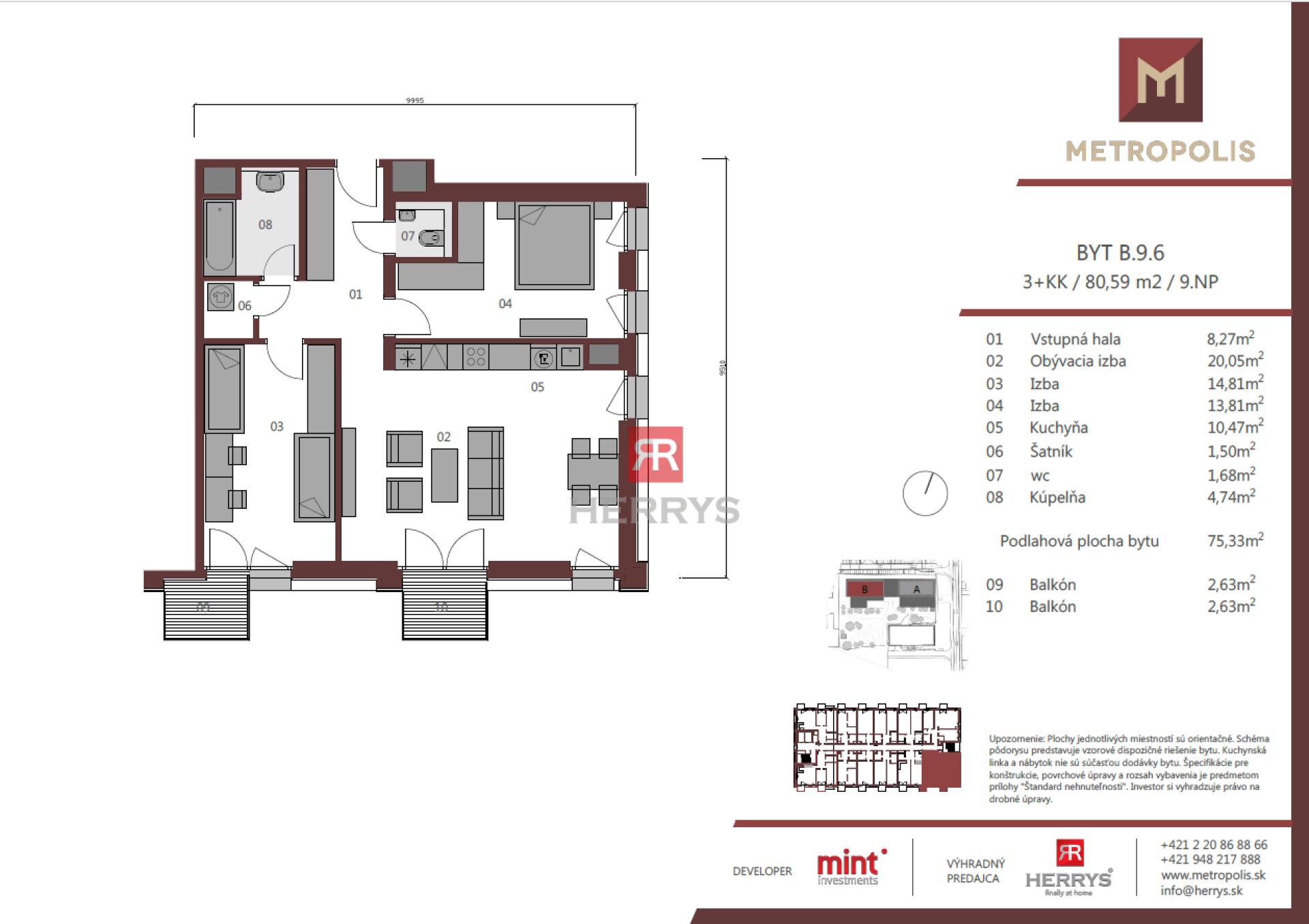 HERRYS - Na predaj 3-izbový byt v METROPOLIS, najlepšej prémiovej rezidencii na Slovensku