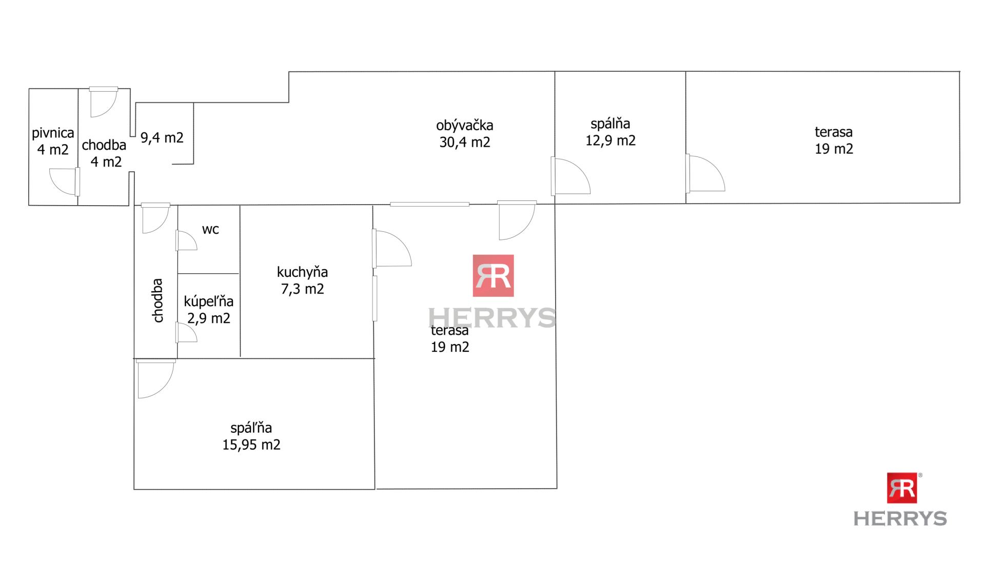 HERRYS - 3room apartment for sale in a brick building with terraces and a garage, located right next to the forest