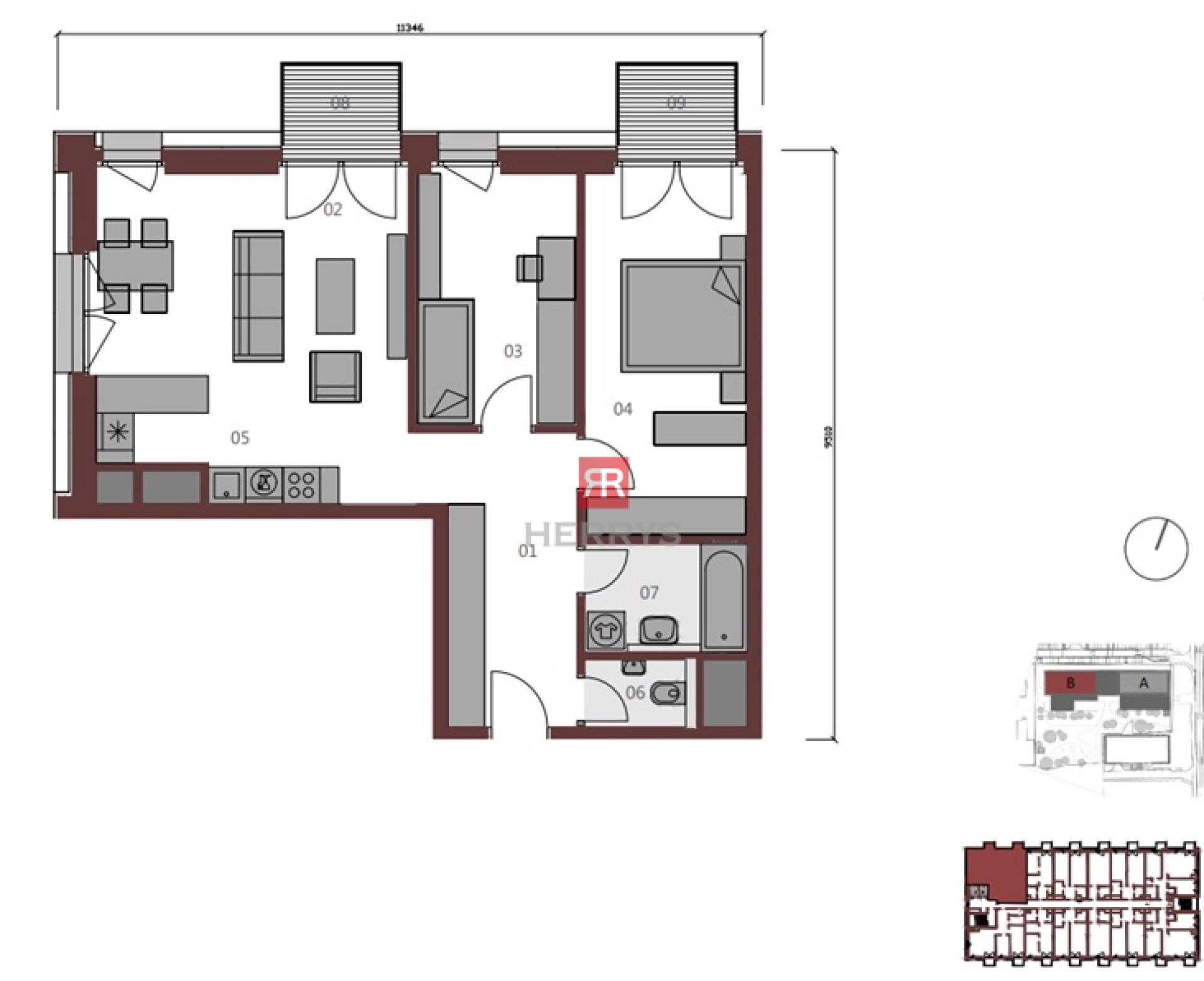 HERRYS - Exclusive, designer 3-room apartment for rent in the premium METROPOLIS complex