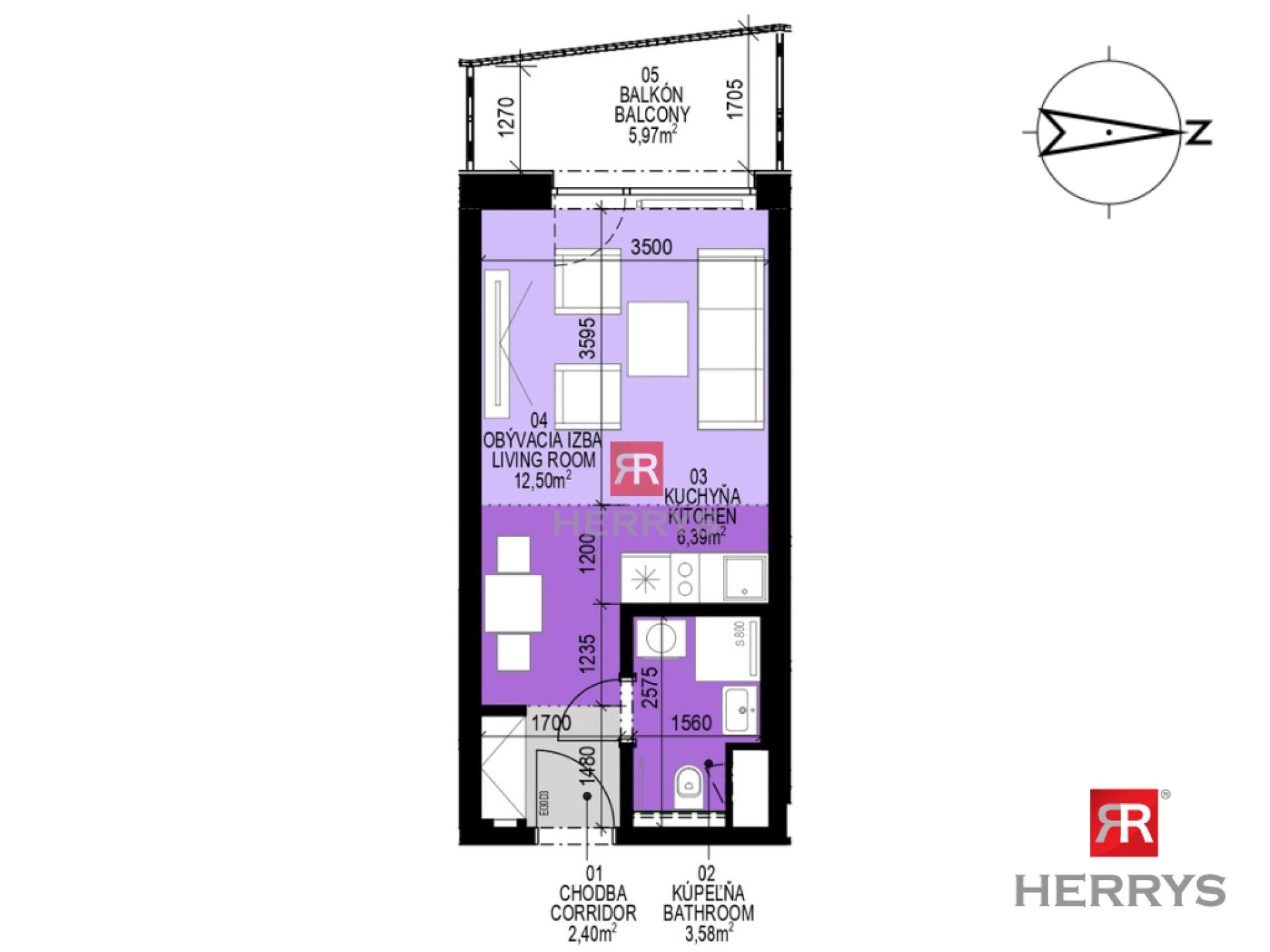 HERRYS – Stylish 1-bedroom apartment for rent in the popular project UNIQ in Slnečnice, with parking