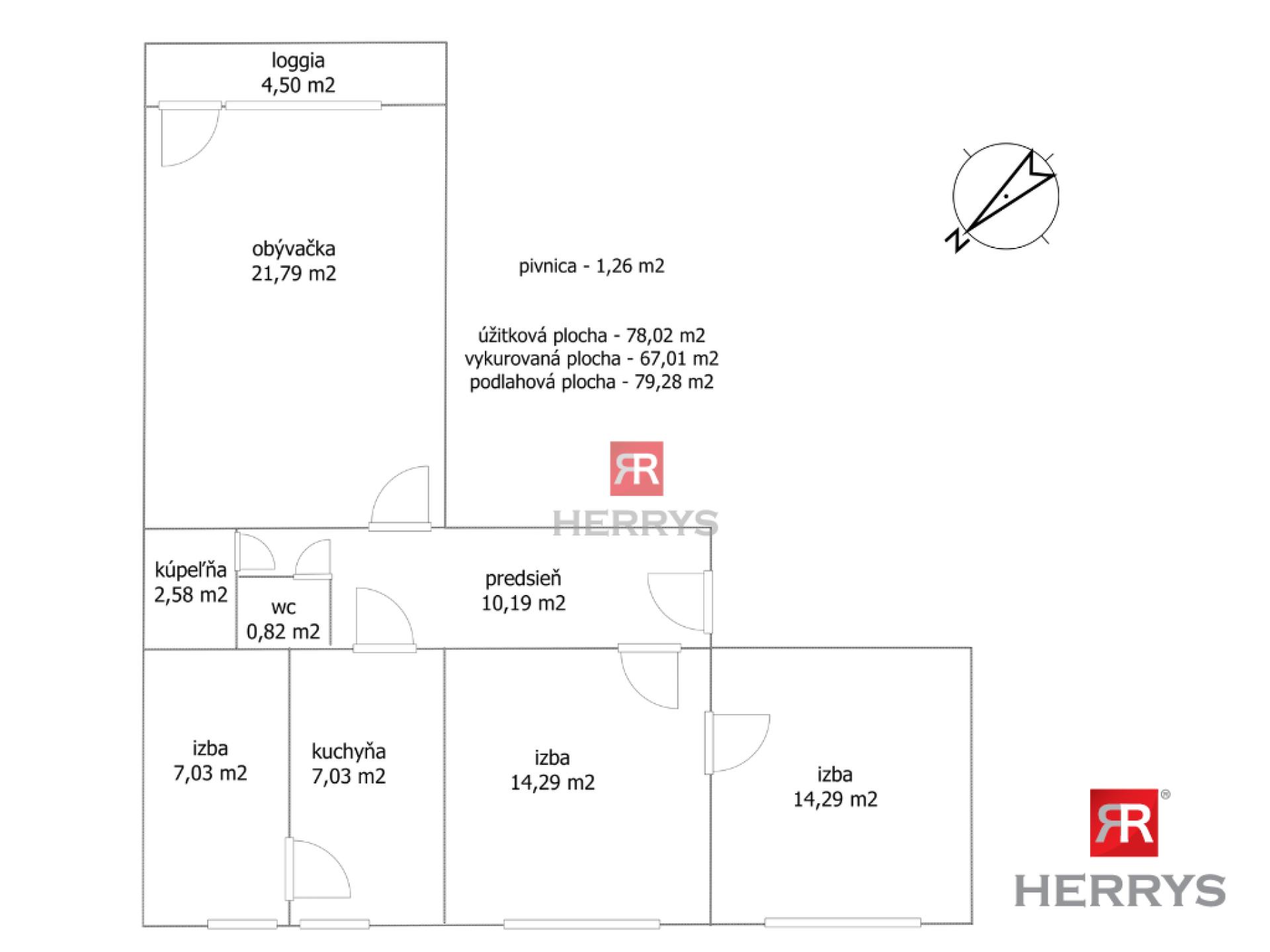 HERRYS - 4-bedroom apartment for sale, partially renovated, with separate kitchen, Zimná street