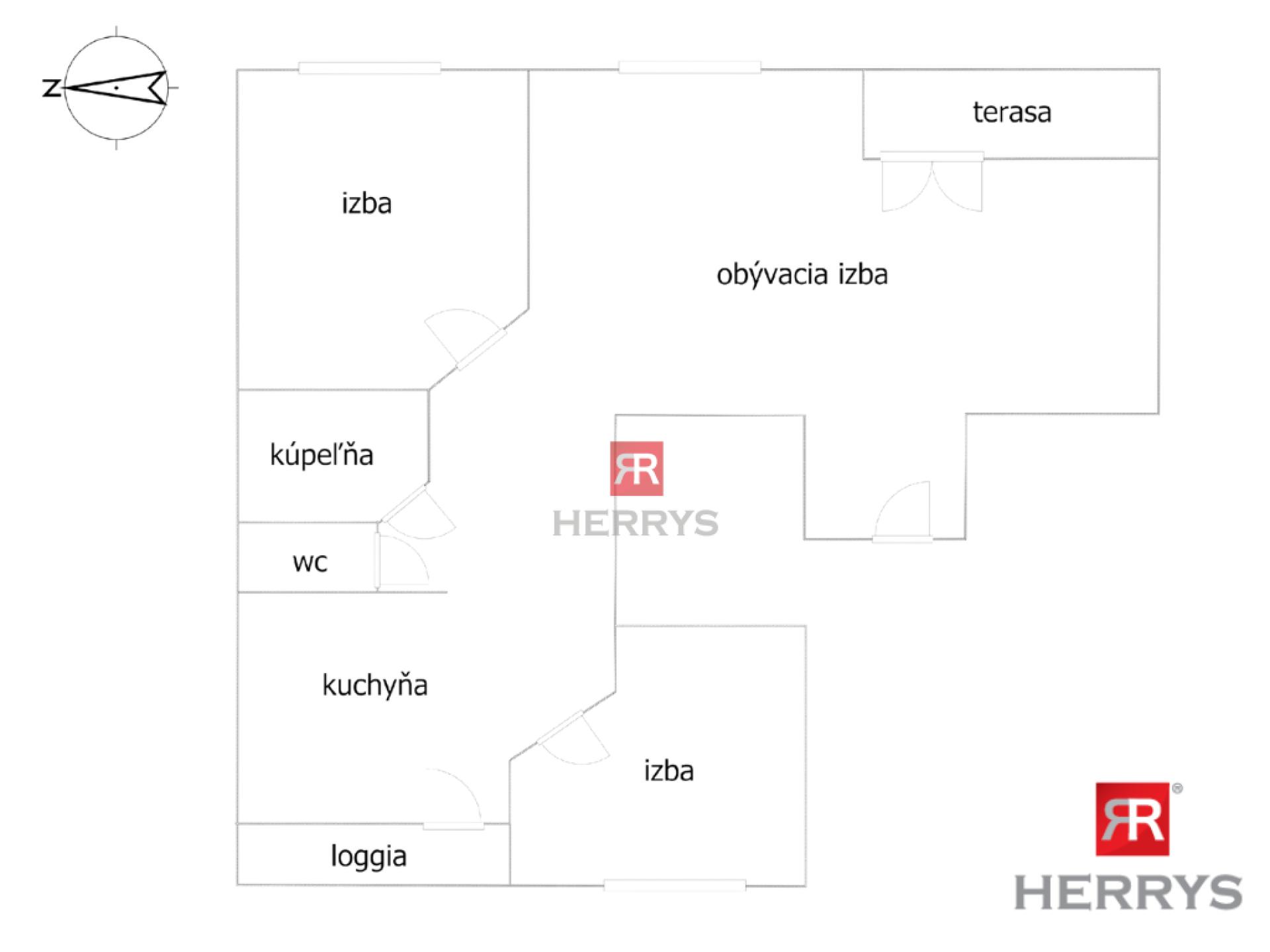 HERRYS – Na prenájom 3-izbový byt s terasou a loggiou s krásnymi výhľadmi na Krížnej ulici