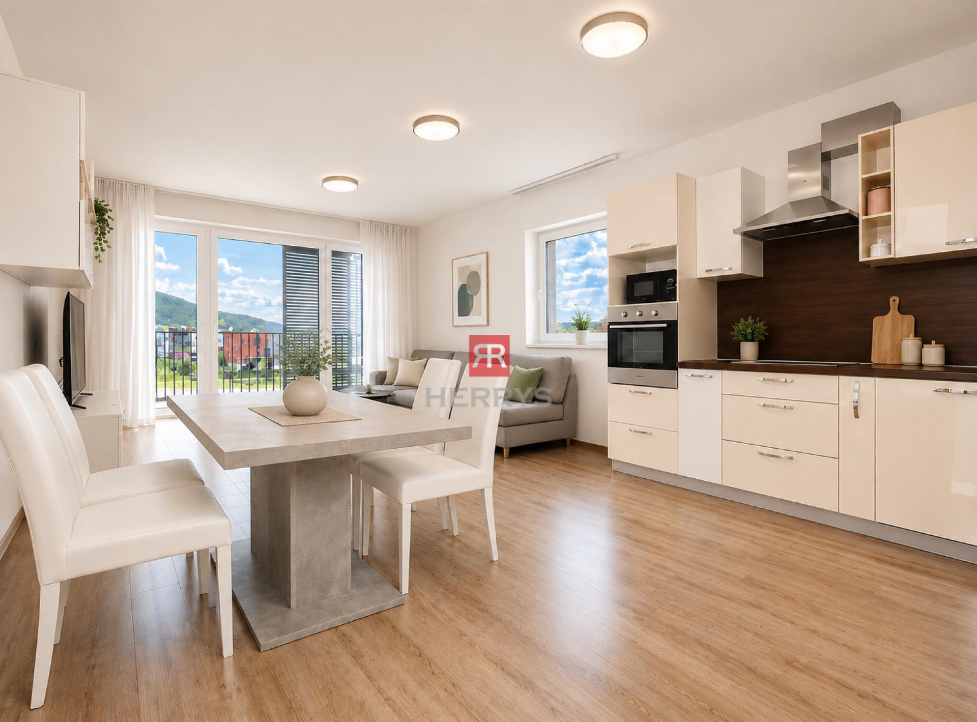 HERRYS – Bright 3-Room Apartment for Sale with Balcony &amp; Parking in New BORY Development