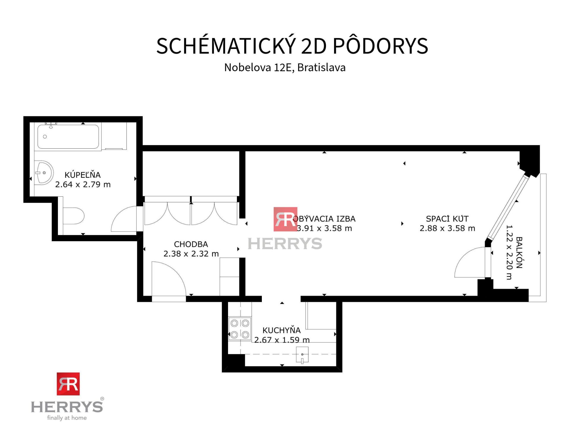 HERRYS - Na predaj výborne dispozične riešený 1- izbový byt v zabývanej novostavbe &nbsp;| S parkovaním | Nobelova ulica, Bratislava III