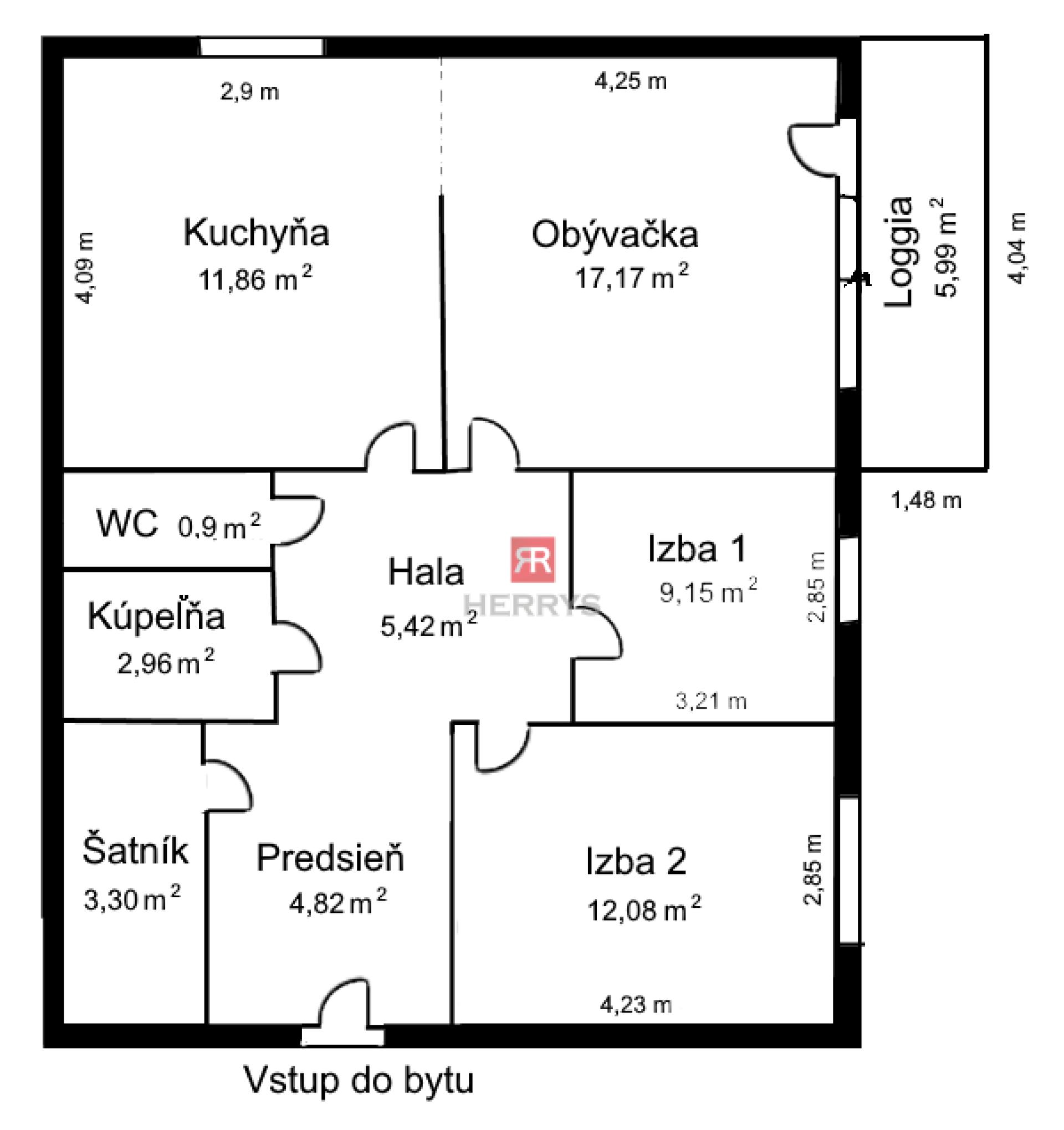 HERRYS - Prenájom zariadeného 3-izbového bytu s loggiou, Bratislava – Kramáre, Rozvodná ul.